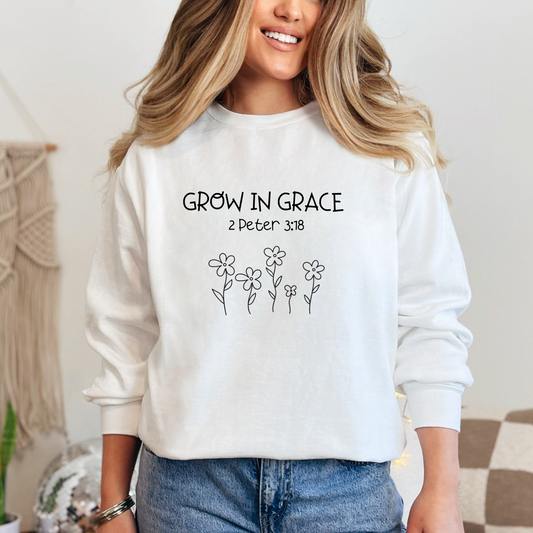 Grow In Grace White Crewneck